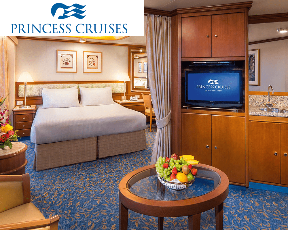 Princess Cruise Line estate room with logo